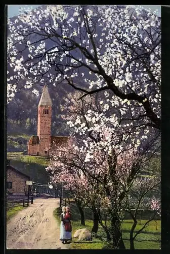 AK Bolzano, Panorama mit Kirche