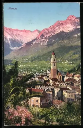 AK Merano, Panorama mit Kirche
