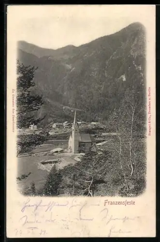 AK Franzensfeste, Panorama mit Kirche