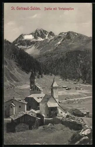AK St. Gertraud-Sulden, Ortspartie mit Vertainspitze