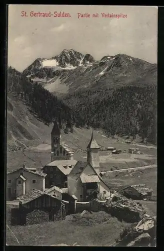 AK St. Gertraud-Sulden, Ortspartie mit Vertainspitze