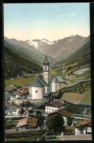 AK Gossensass, Ortsansicht mit Blick auf Feuersteinferner und Schneespitze