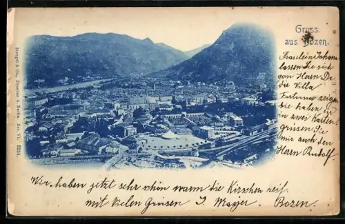AK Bozen, Panorama mit Kirche