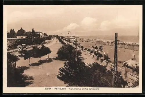 AK Venezia, panorama della Spiaggia, Strassenbahnen