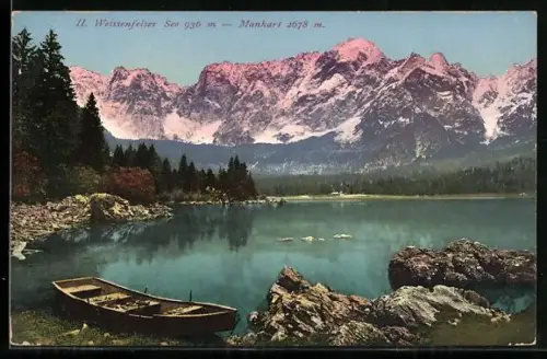 AK Tarvis, Weissenfelser See, Panorama mit Manhart