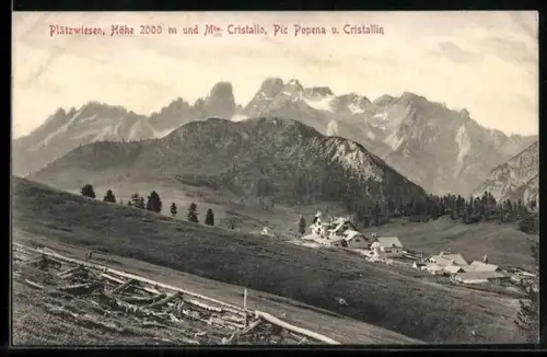 AK Plätzwiesen, Panorama mit Mte. Cristallo, Pic Popena und Cristallin