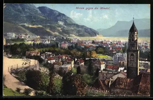 AK Meran, Ortsansicht gegen die Mendel