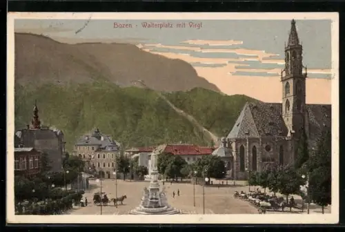AK Bozen, Walterplatz mit Virgl