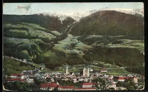 AK Brixen, Ortsansicht aus der Vogelschau