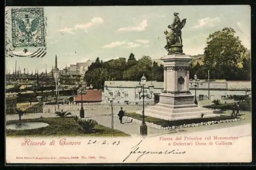 AK Genova, Piazza del Principe col Monumento a Deferrari Duca di Galliera