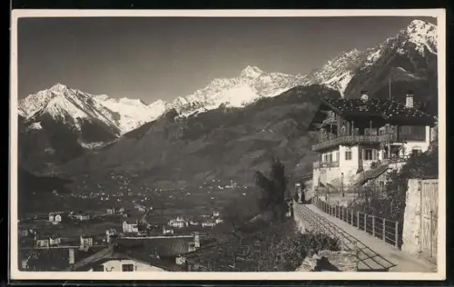 AK Meran, Tappeinerweg mit Bergpanorama