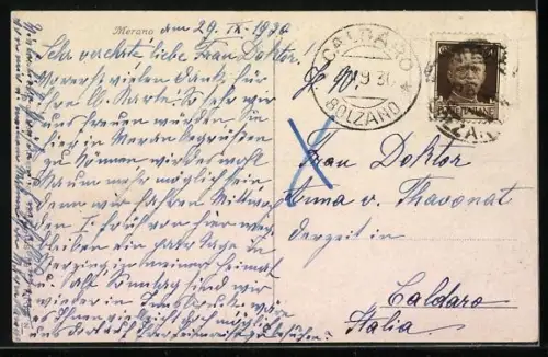 AK Meran, Ortsansicht mit Kirche