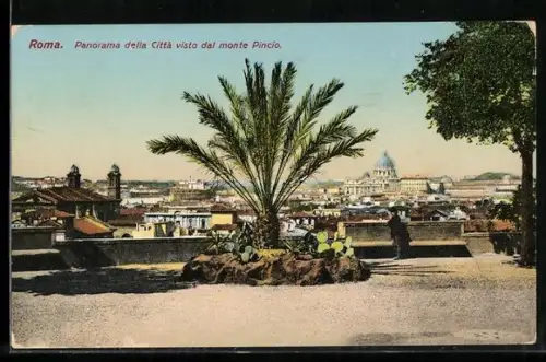 AK Roma, Panorama della Città visto dal monte Pincio