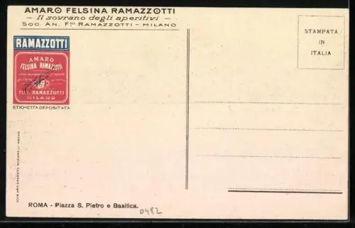 Künstler-AK Roma, Piazza S. Pietro e Basilica