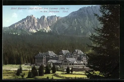 AK Karersee, Hotel Karersee mit Latemar