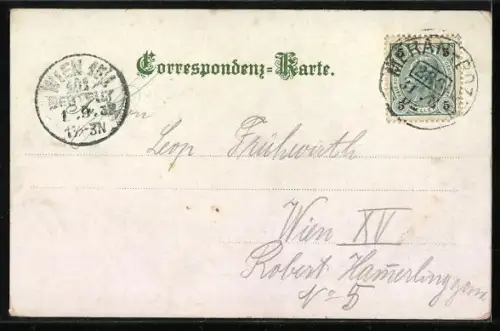 AK Meran, Totalansicht mit Bergpanorama