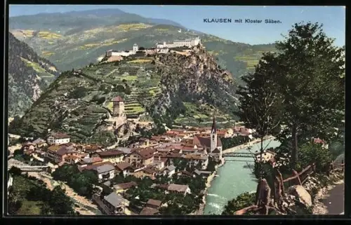 AK Klausen, Ortsansicht mit dem Kloster Säben