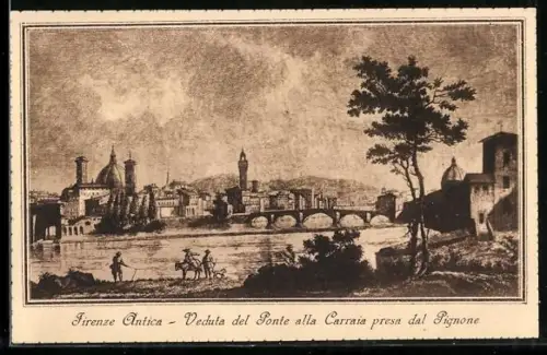 Künstler-AK Firenze, Firenze Antica, Veduta del Ponte alla Carraia dal Pignone
