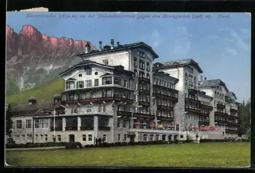 AK Karersee, Karerseehotel gegen Rosengarten