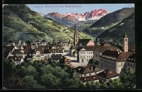 AK Bozen, Teilansicht mit dem Rosengarten