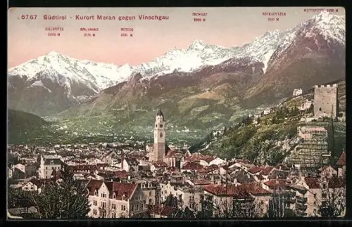 AK Meran /Südtirol, Teilansicht mit Vinschgau