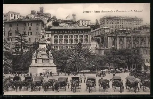 AK Genova, Piazza Acquaverde e Monumento a C. Colombo