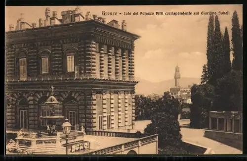 AK Firenze, Lato del Palazzo Pitti corrispondente sul giardino Baboli