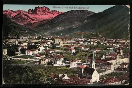 AK Bozen-Gries, Teilansicht mit Rosengarten