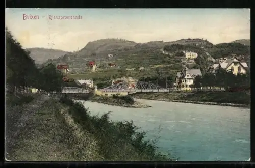 AK Brixen, Rienzbpromenade mit Brücke