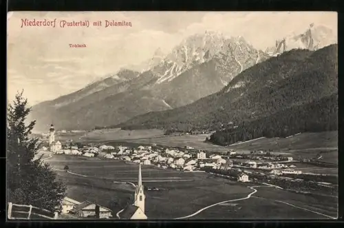AK Niederdorf /Pustertal, Panorama mit Toblach