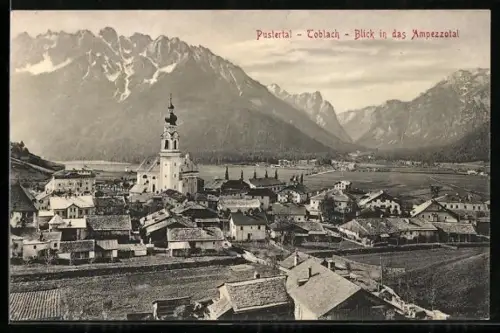 AK Toblach /Pustertal, Panorama mit Blick in das Ampezzotal