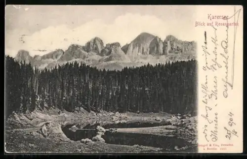 AK Karersee, Blick auf Rosengarten