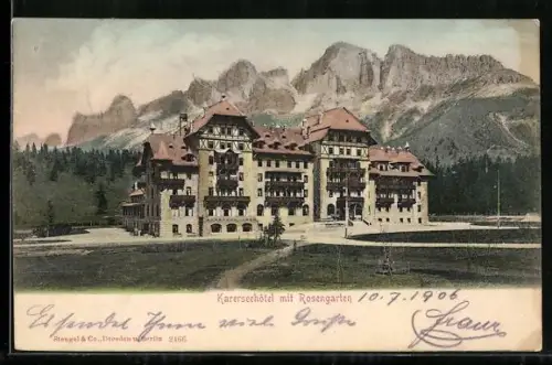 AK Karersee, Karerseehotel mit Rosengarten