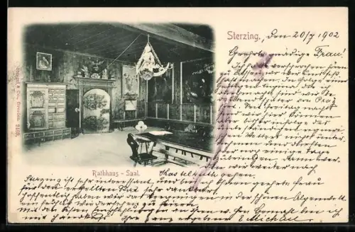 AK Sterzing, Rathhaus-Saal, Innenansicht