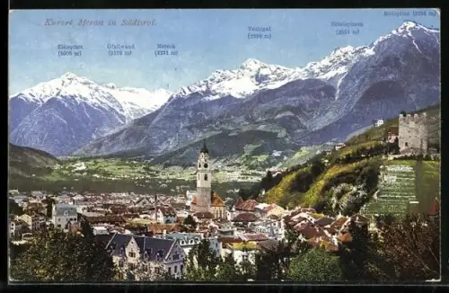 AK Meran in Südtirol, Ortsansicht aus der Vogelschau