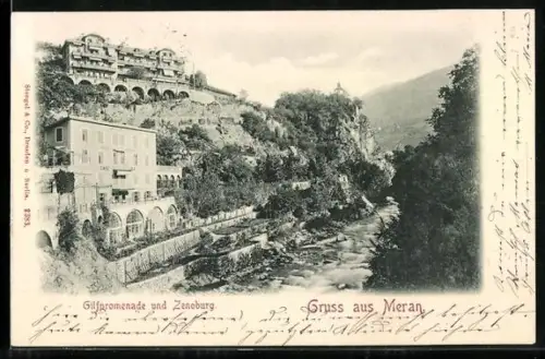 AK Meran, Gilfpromenade und Zenoburg