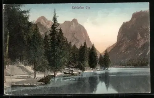 AK Toblach, Ruderboote am Toblacher See