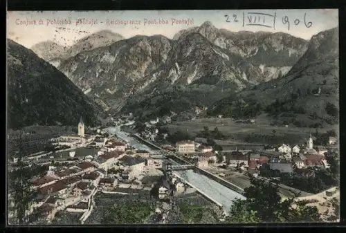 AK Pontebba, Ortsansicht aus der Vogelschau