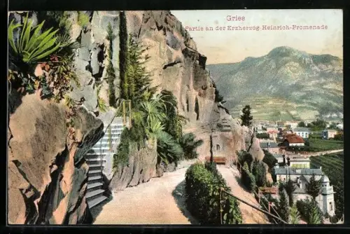 AK Bozen-Gries, Partie an der Erzherzog Heinrich-Promenade