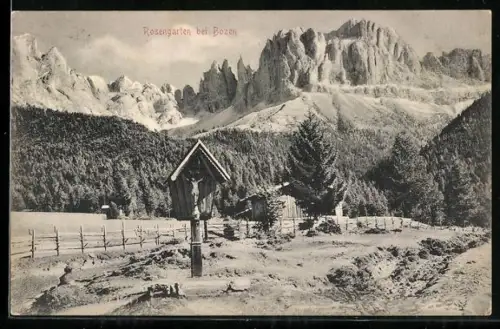 AK Bozen, Rosengarten, Flurkreuz