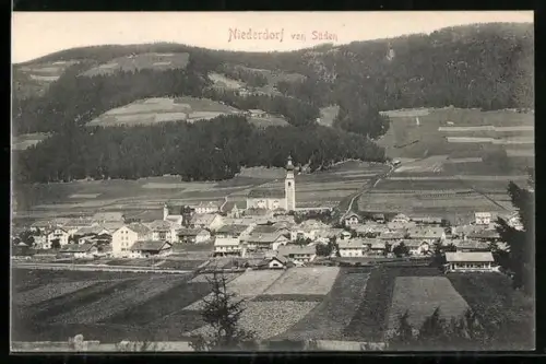 AK Niederdorf, Ortsansicht von Süden