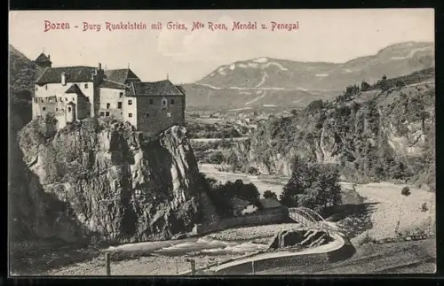 AK Bozen, Burg Runkelstein mit Gries, Mte Roen, Mendel und Penegal