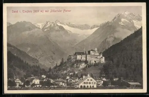 AK Sand in Taufers, Ortsansicht mit Zillertaler Ferner