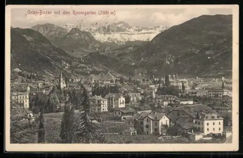 AK Gries-Bozen, Panorama mt dem Rosengarten