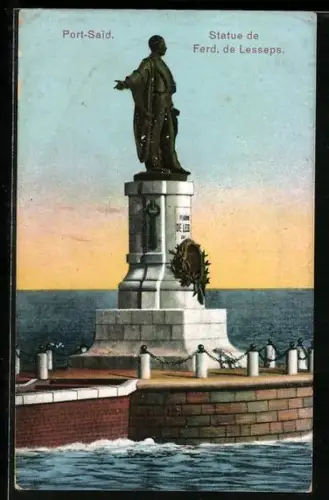 AK Port-Said, Statue de Ferd. de Lesseps