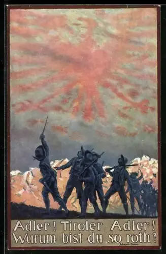 AK Propaganda 1. Weltkrieg, Adler - Tiroler Adler, warum bist du so rot?