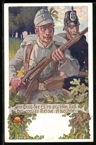 AK Deutscher Schulverein NR 669: österr. Infanterist u. Landwehrmann in Uniform