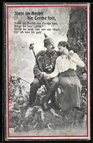 AK Soldat verbringt einen Herbsttag mit seiner Liebsten unter einem Baum