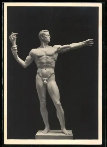 Künstler-AK Arno Breker: Monumentalfigur, Männerakt mit Fackel