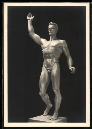 Künstler-AK Arno Breker: Der Künder, Skulptur eines nackten Mannes